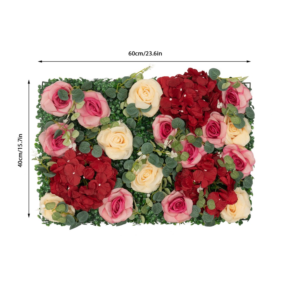6 Pcs Wedding Artificial Flower Wall Panel Backdrop Rose Hydrangea Flower Decor