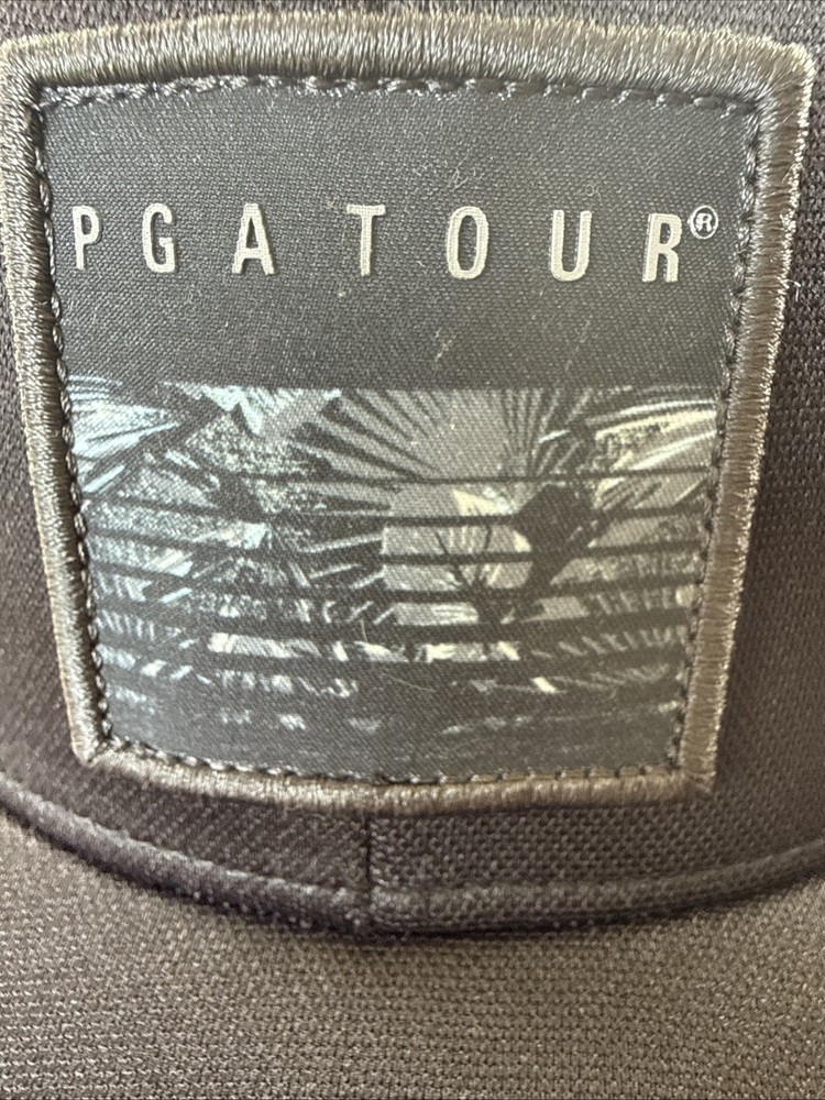 PGA Tour Pro Series Adjustable Hat Black Structured Golf Cap EUC