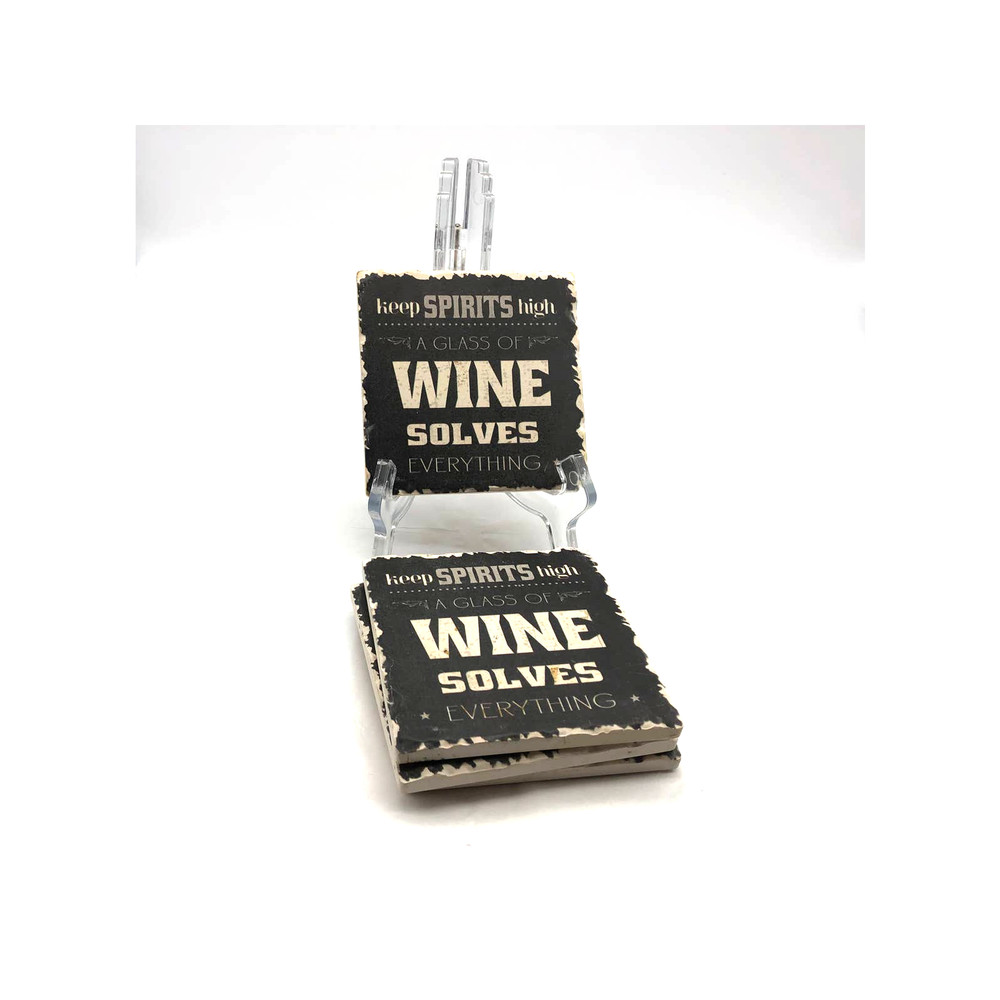 Four Natural Stoneware Coasters Cork Backing