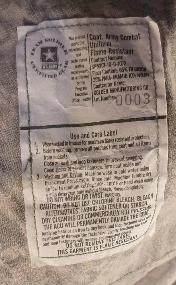 SPECIAL FORCES SELECTION UNIFORM W/ WHITE STUDENT ROSTER TAG ACU JACKET MEDIUM