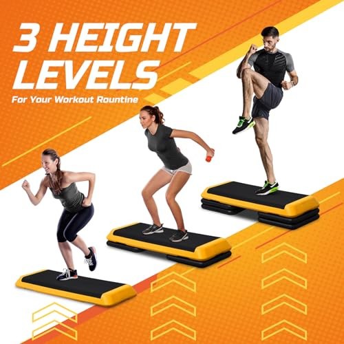 43'' Exercise Aerobic Step Platform Adjustable Workout Step with 4 Stackable Ris
