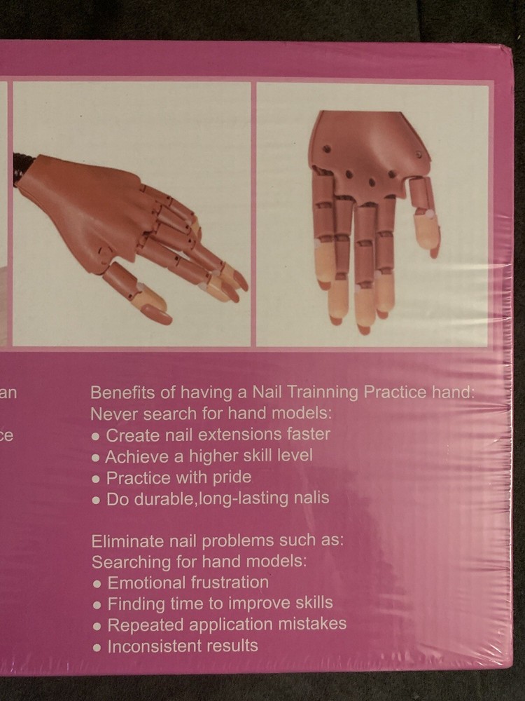 Practice Hand for Acrylic Nails-Flexible Moveable Beauty Nail Training Hand