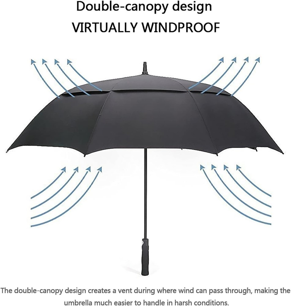 47/54/62/68 Inch Automatic Open Golf Umbrella Oversize Extra Large Double Can...
