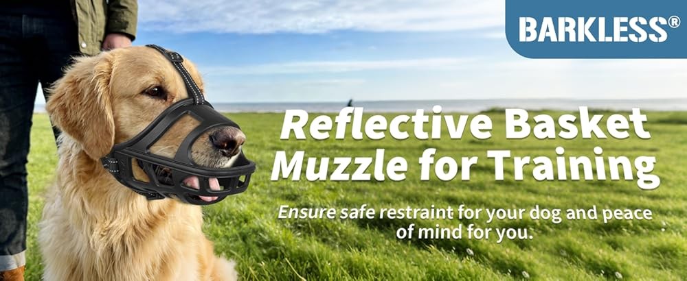 BARKL Dog Basket Muzzle for Medium & Lar Dogs, Humane Ca Muzzle