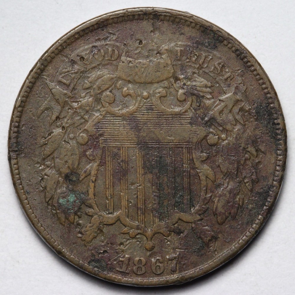 1867 Two Cent Piece VG E136 T