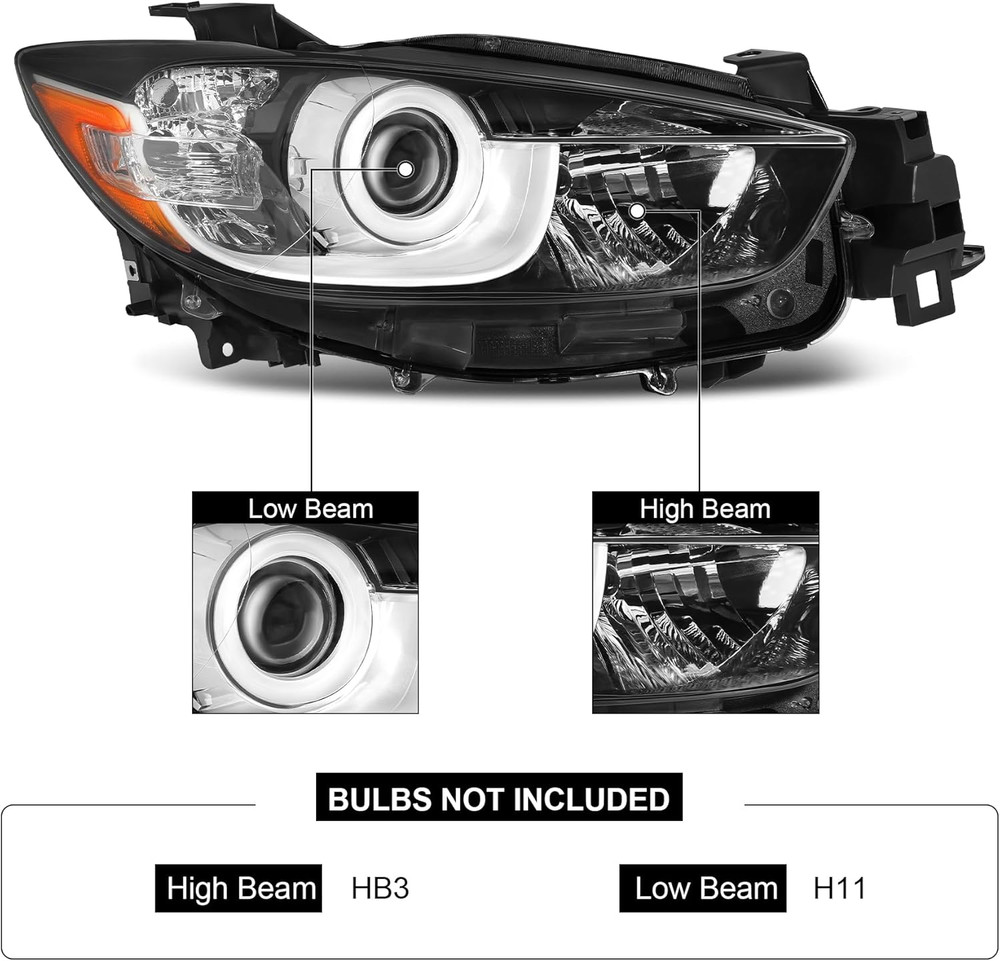 Headlight Assembly Halogen Type Compatible with 2013-2016 Mazda CX-5 2013 2014 2