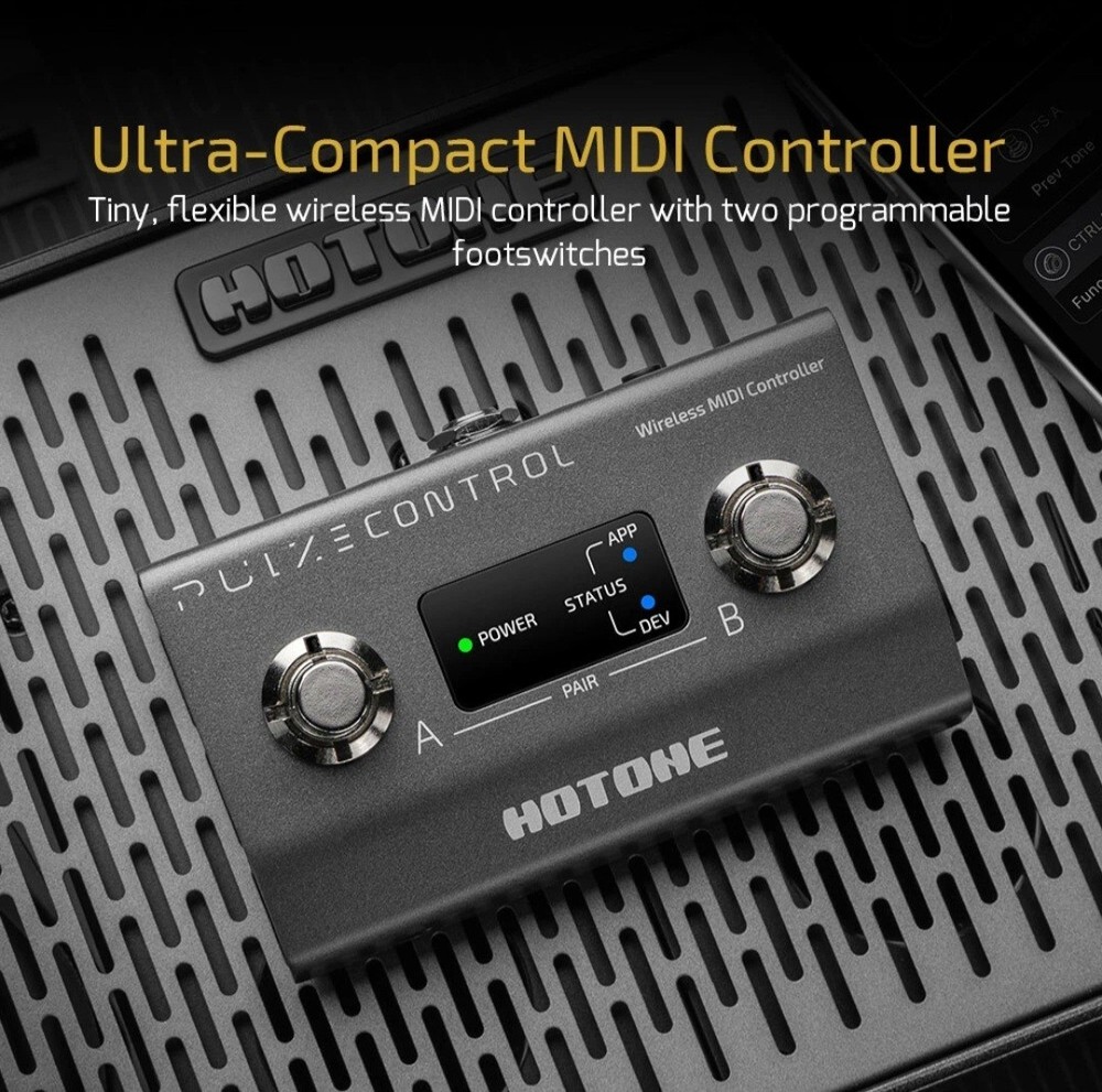 Hotone Pulse Control 2-Taste Wireless BT MIDI Fuß Controller Pedal NEW