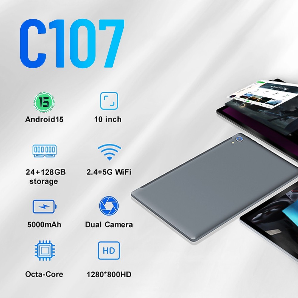 10.1 inch Android 15 Tablet Octa-core Processor 24GB RAM 128GB ROM IPS LCD WIFI