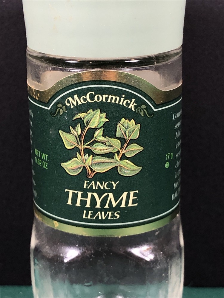 Vintage McCormick | Thyme Leaves | Spice Jar | Green Lid | Empty