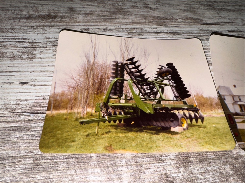 2 Vintage Photos John Deere Wing Disk Disc 3.5”x4.5”