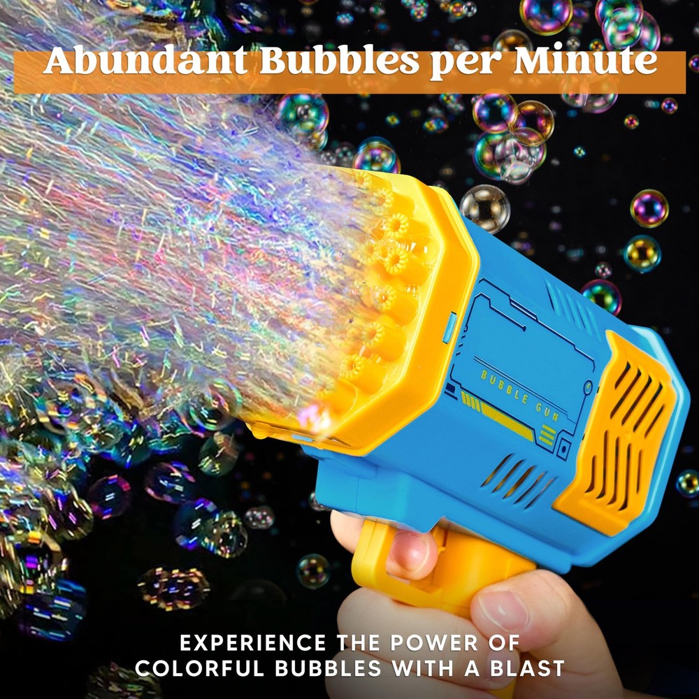 Sloosh 2 PCS Bubble Machine, Bazooka Rocket Shape Gun Small, Blue+pink