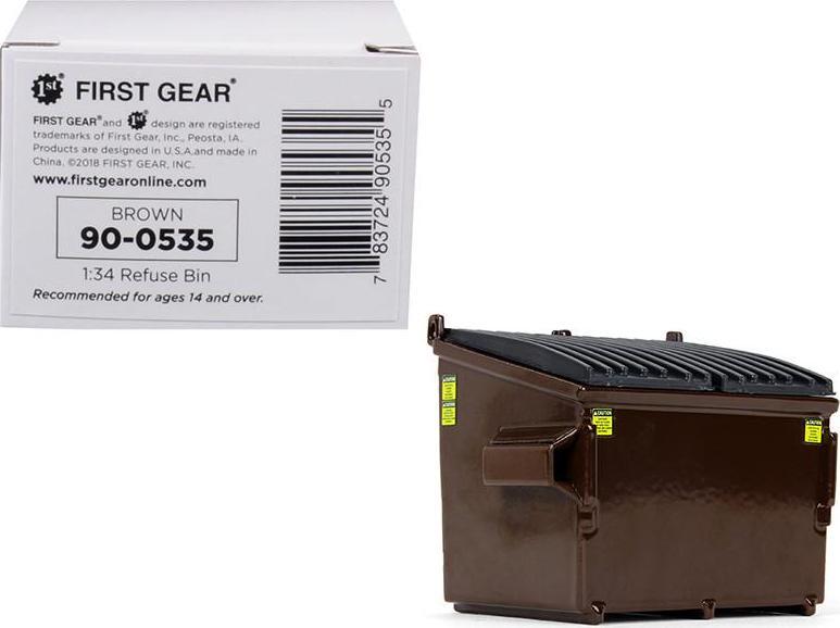 Refuse Trash Bin Brown 1/34 Diecast Model by First Gear
