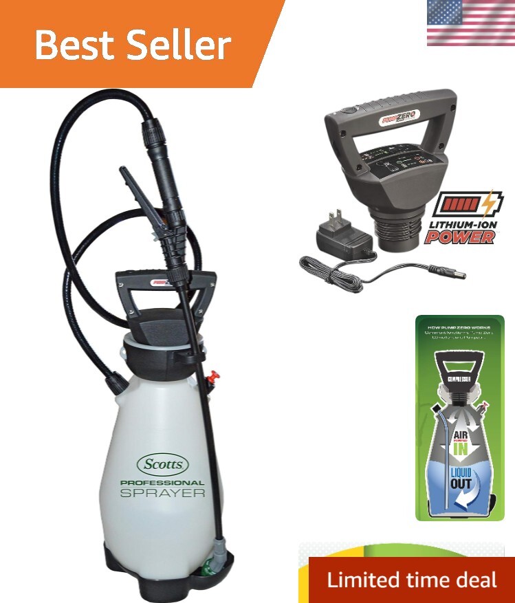 2 Gallon Lithium-Ion Battery Powered Sprayer with Pump Zero Technology, Recha...