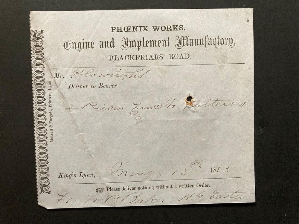1875 Phoenix Works Engine & Implement Manufactory King's Lynn