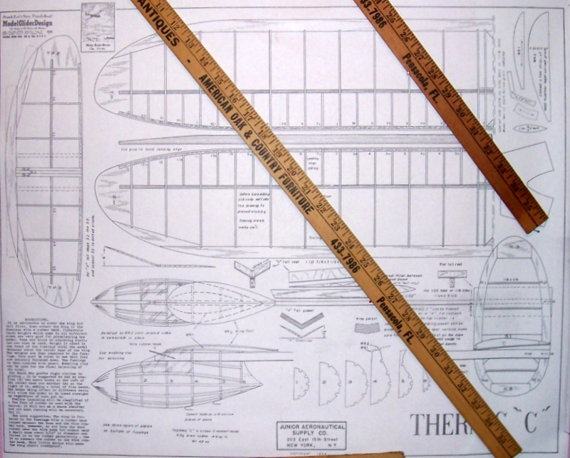 Jasco THERMIC "C" PLANS + PATTERNS for BOTH 1944 & 1946 Tow-Line Glider Models