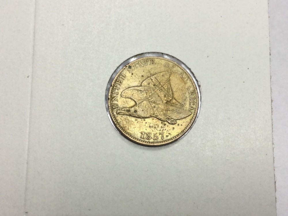 1857 Flying Eagle Cent in extra fine/almost uncirculated- value
