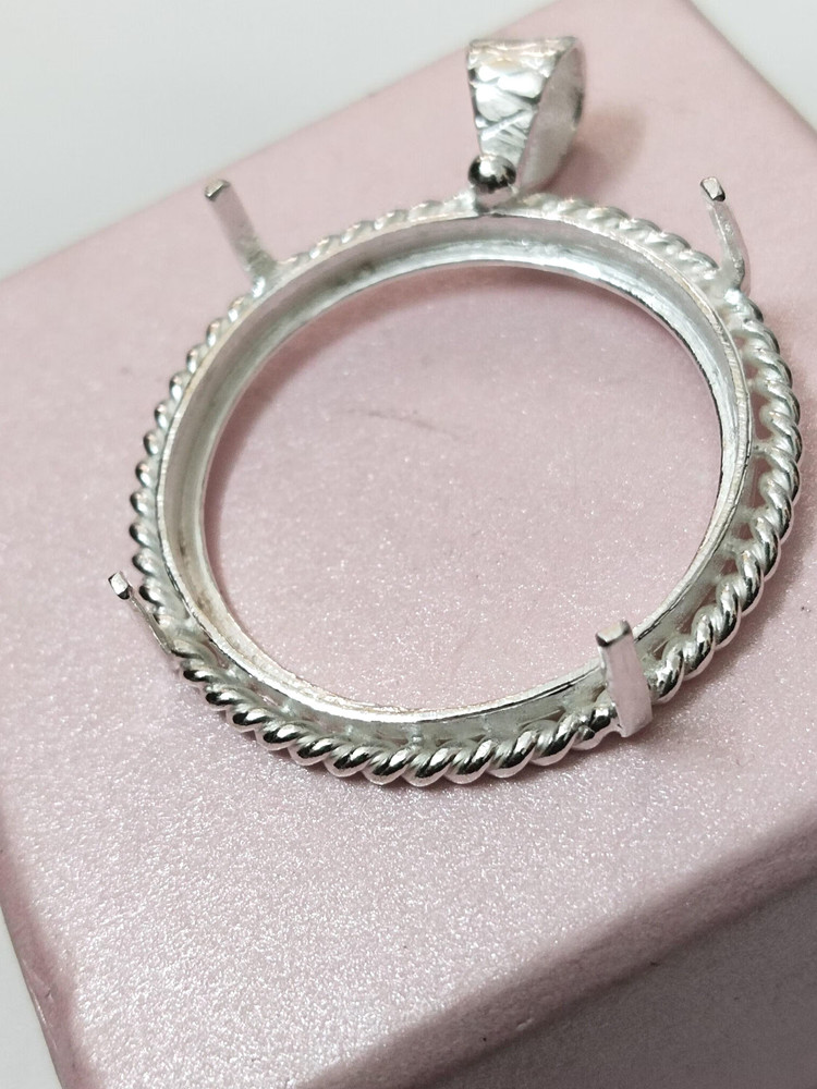 999 Sterling Solid Silver Purity 100% Coin Connector Blank Bezel