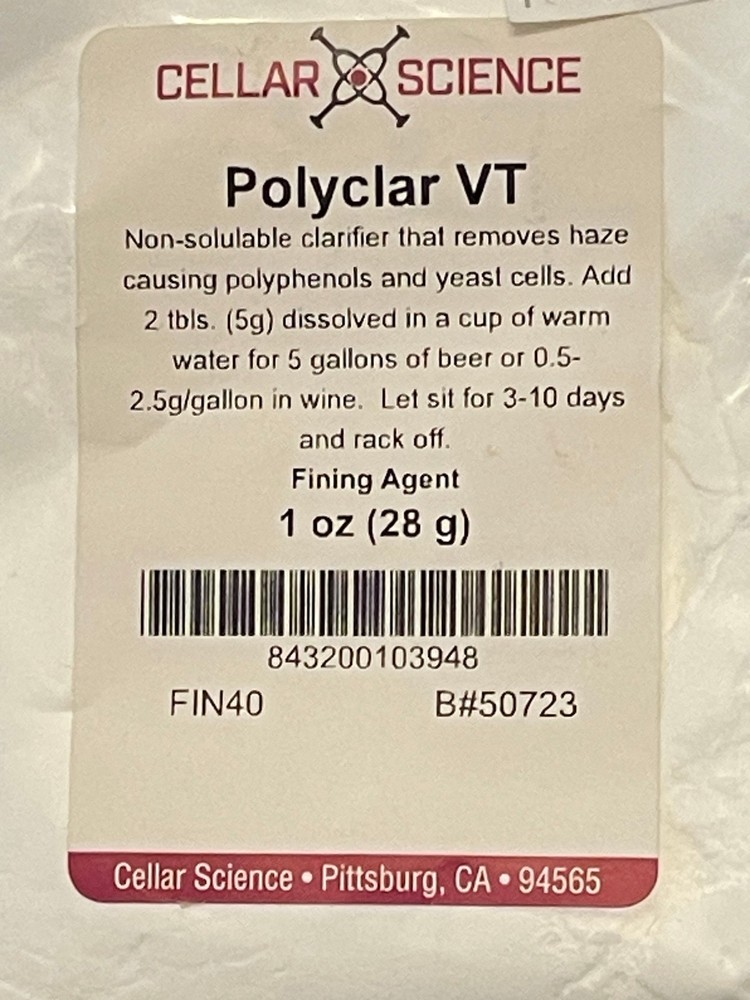 Polyclar VT Fining Agent Clarifier by Cellar Science for Wine or Beer