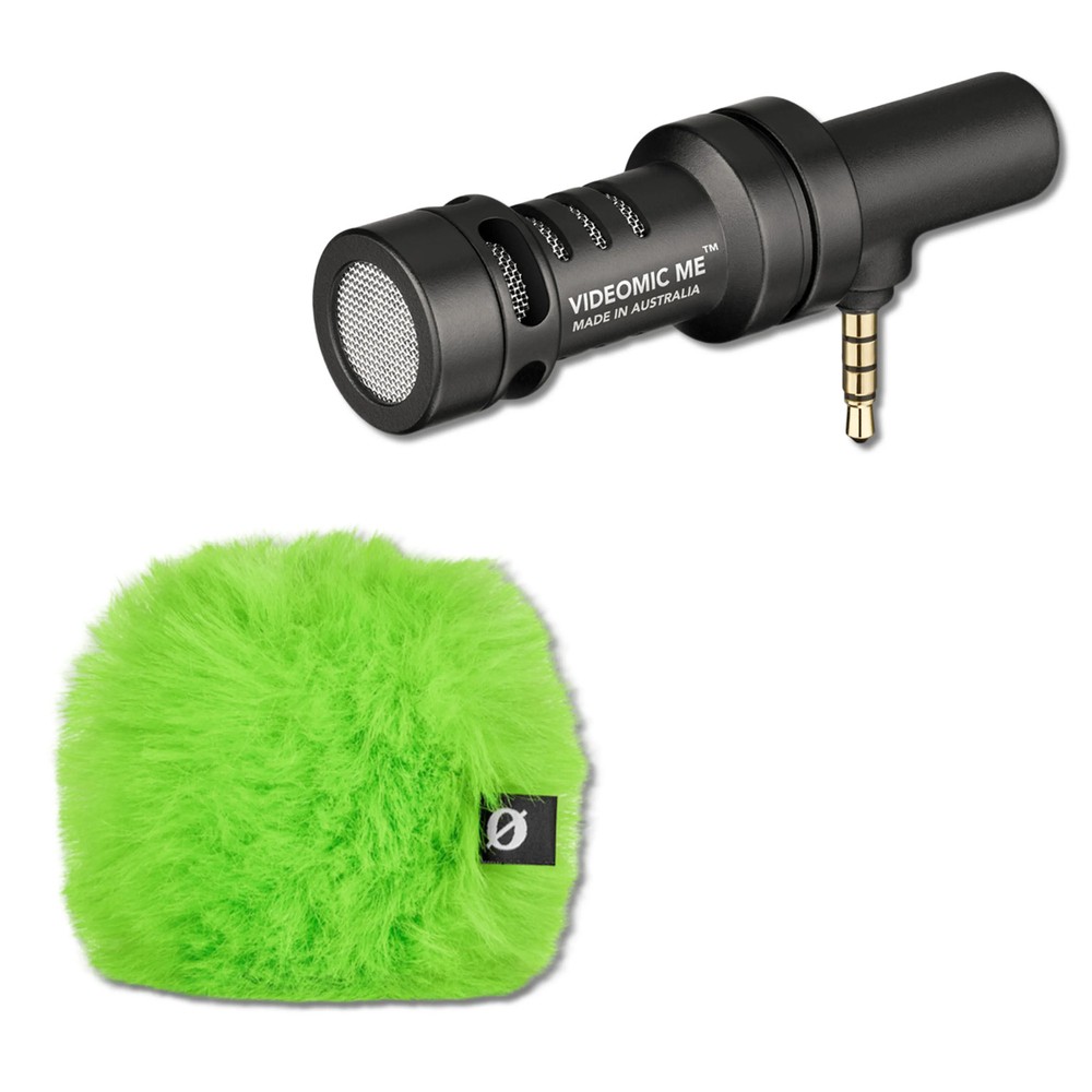 Rode VideoMic Me Compact Microphone with Rode WS9 Green Windshield