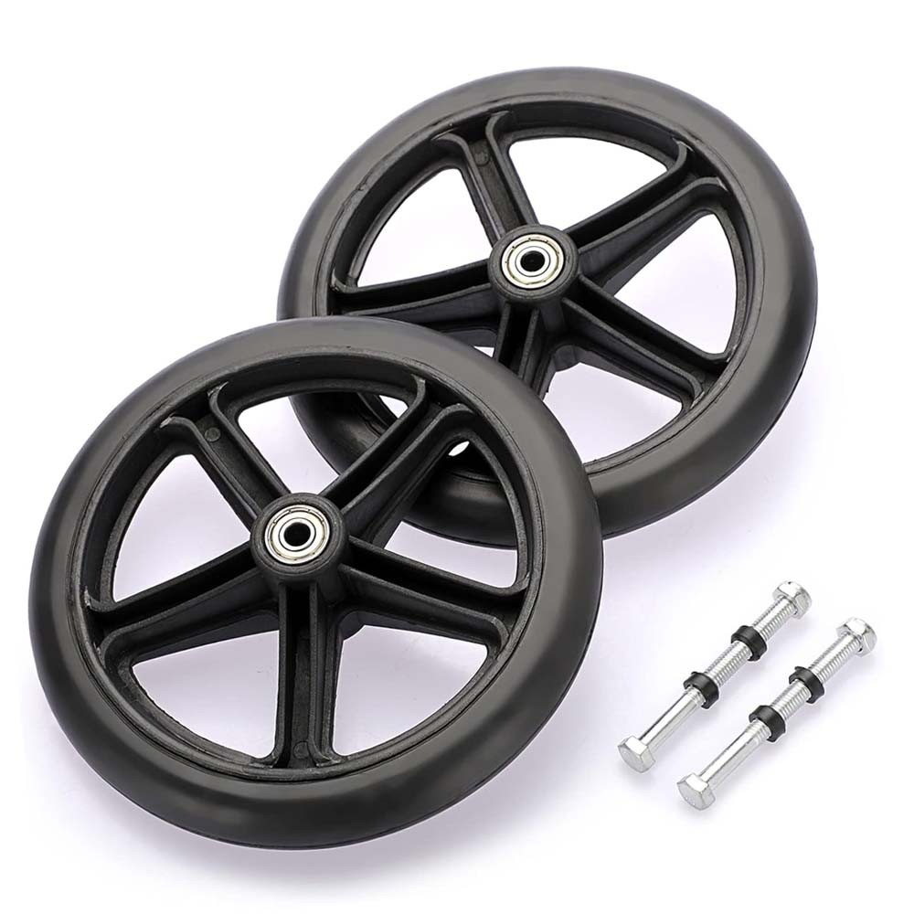 2PACK 8 Inch Walker Wheels Replacement Solid Anti Slip Rollator Wheel Set 8"