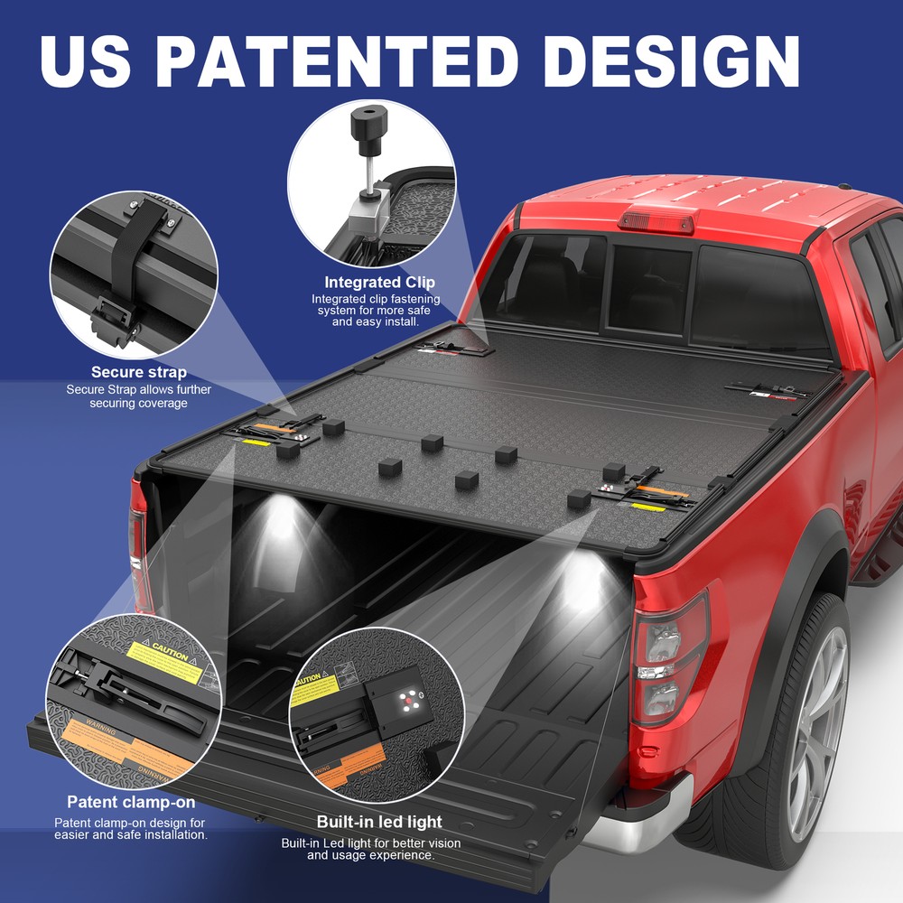4.5FT/4.6FT Tri-Fold Hard Solid Bed Tonneau Cover For 2022-2024 Ford Maverick