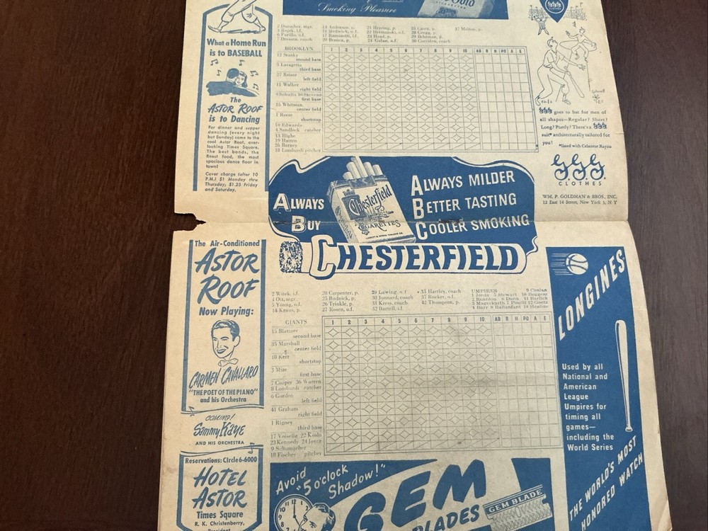 New York Giants Vs Brooklyn Dodgers 1946 Official Program Unscored