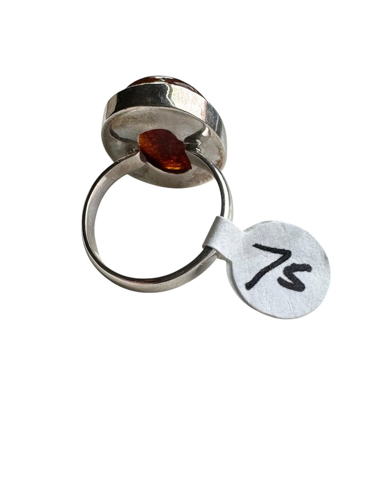 Baltic Amber Solid 925 Sterling Silver Ring 7.5