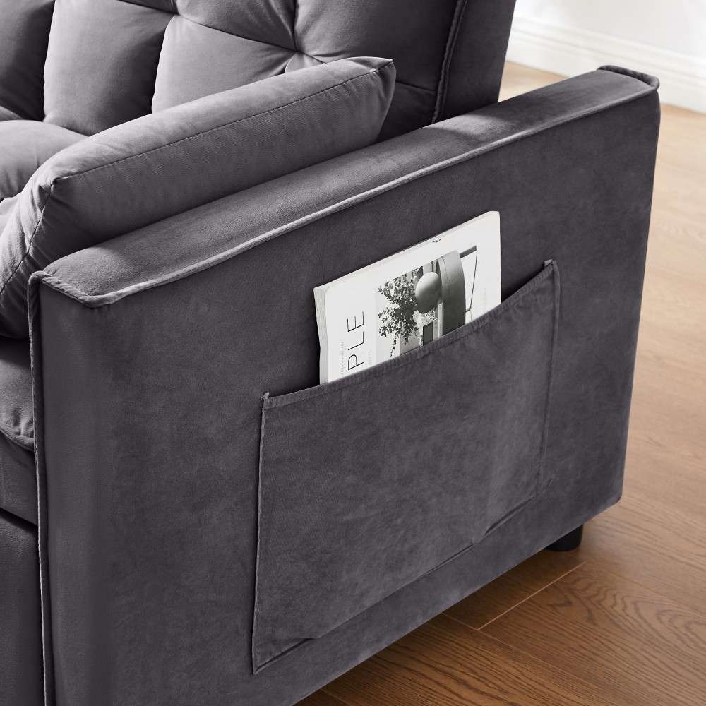 3-in-1 Convertible Sofa Bed with Adjustable Back, Storage, Greige