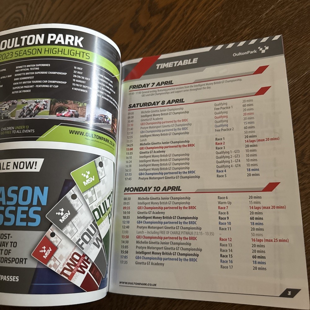 British GT Programme - April 2023 - Oulton Park - Pre owned