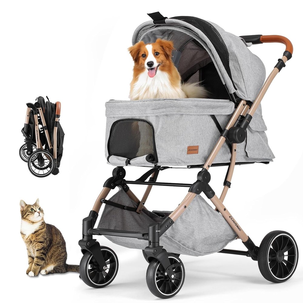 Small Medium Dogs Stroller 4-Wheel Pet Strollers Medium Dogs Up to 50lbs One