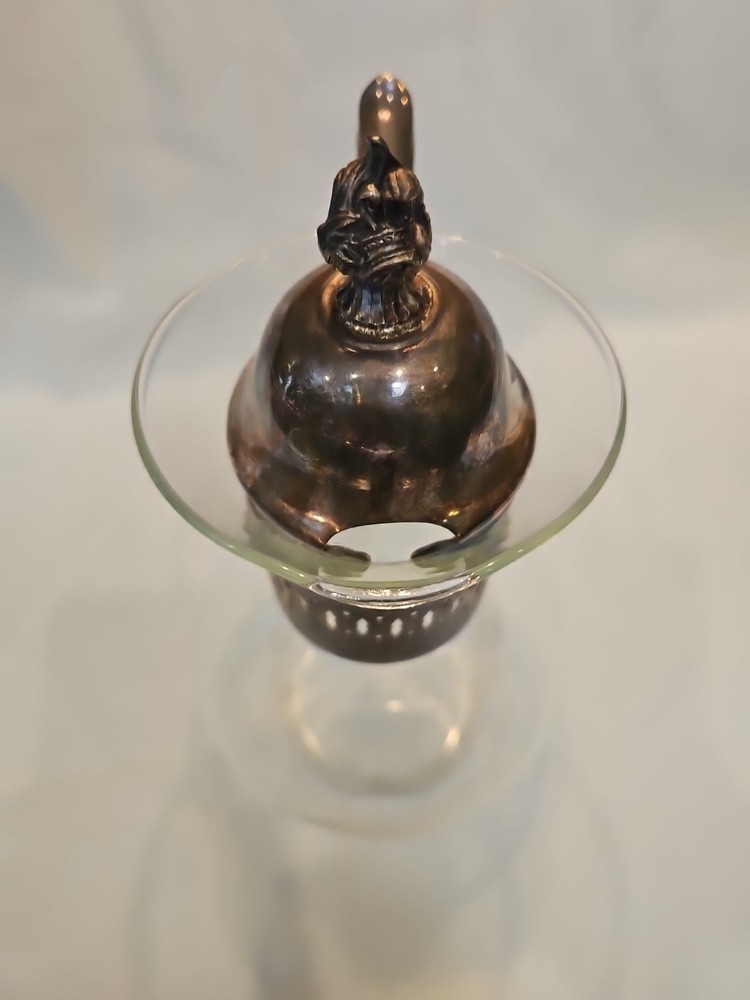 Silver-plate Mounted Glass Syrup or Cream Pitcher