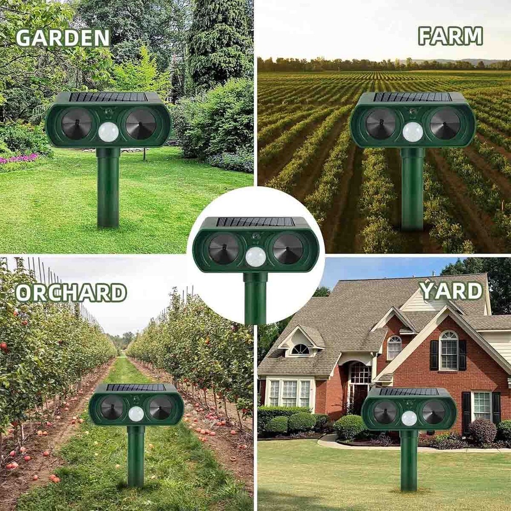 Solar Ultrasonic Bird Repellers Pest Control Scarer Deterrent Fox Motion Sensor