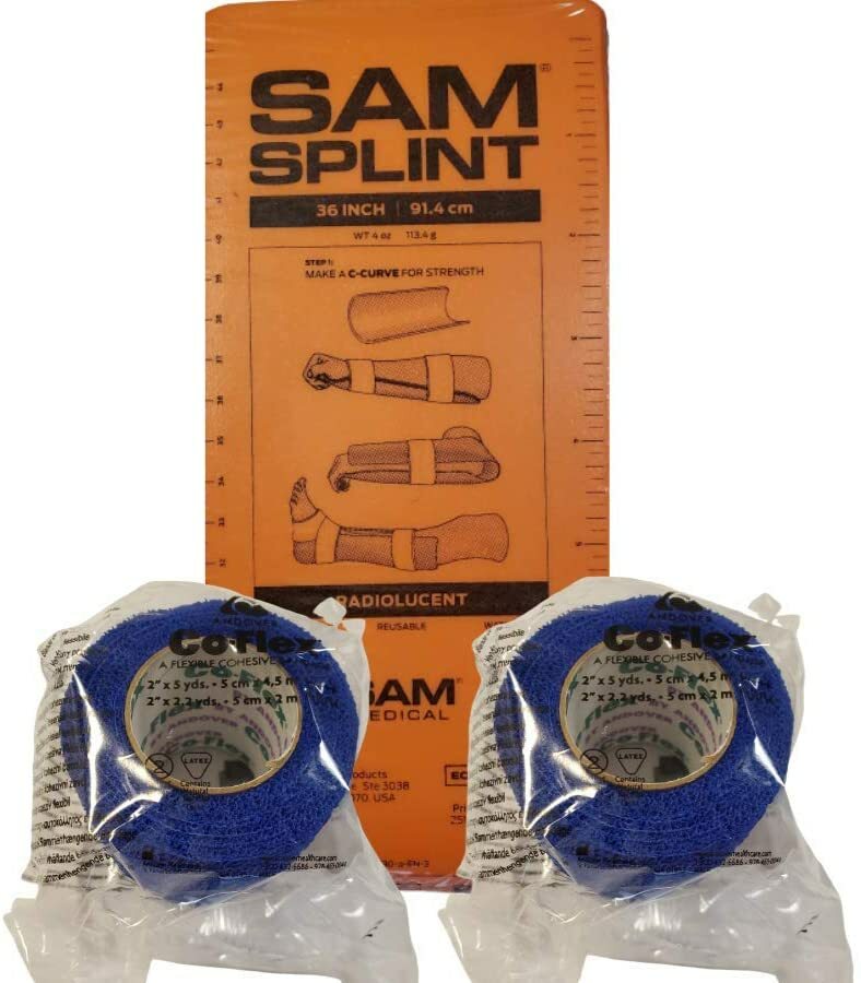 SAM Splint Kit - 36" Flat SAM Splints & 2" x 5yds Cohesive Wraps