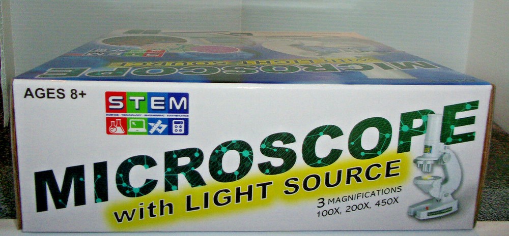 Stem 3 Magnification 100X-450X Microscope Kit For Kids With Light Source Ages 8+
