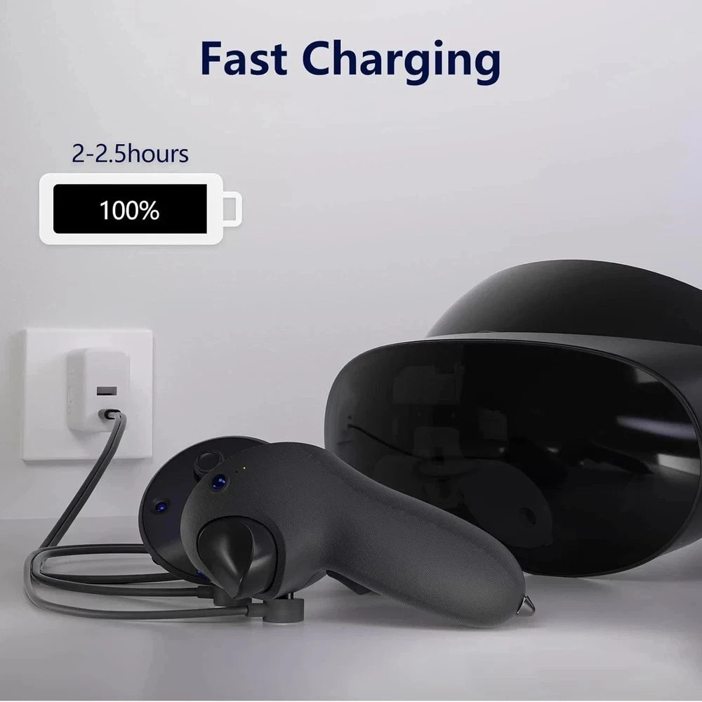 2-In-1 Charging Cable for Meta Quest Pro Controllers Durable Safe for Simultaneo
