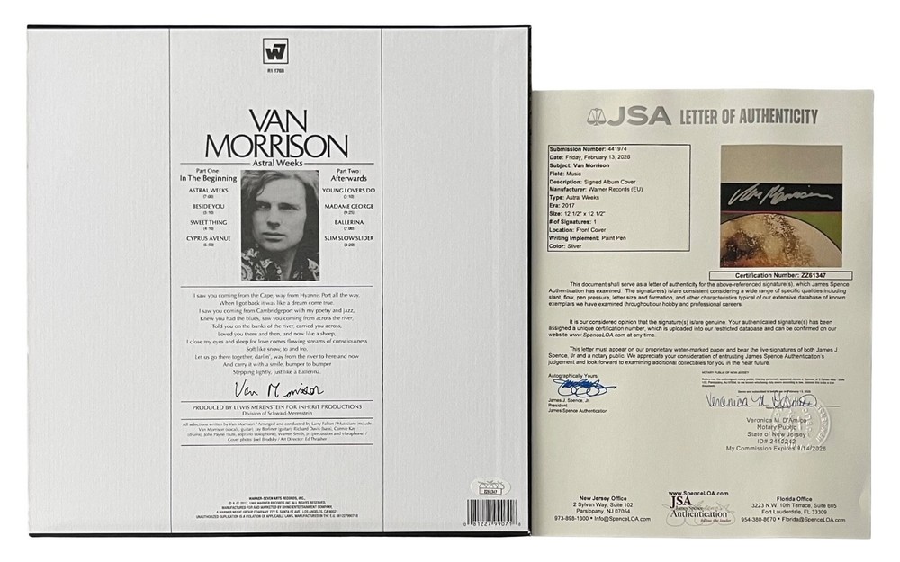 Van Morrison Signed Astral Weeks Vinyl Record JSA LOA ZZ61347