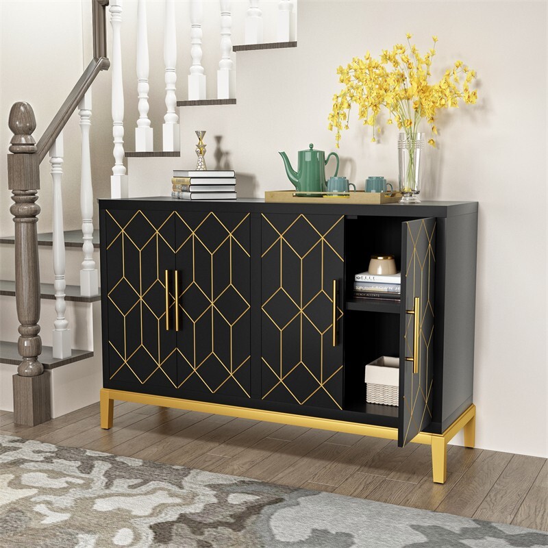 Sideboard Buffet Storage Cabinet w/ Large Storage Space and Adjustable Shelf US