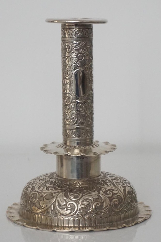 Hukin & Heath Silver Plated Candlesticks - Repousse Rococo Design - c.1878