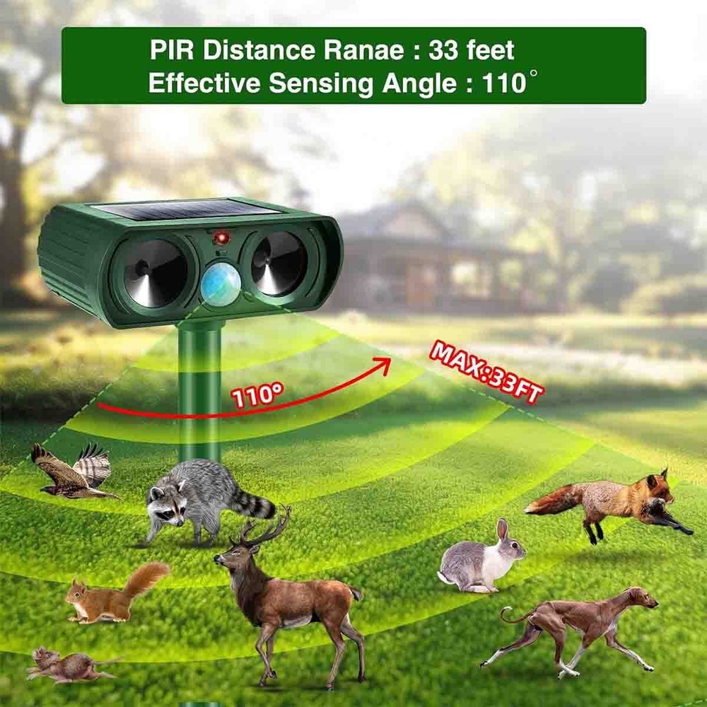Solar Ultrasonic Bird Repellers Pest Control Scarer Deterrent Fox Motion Sensor
