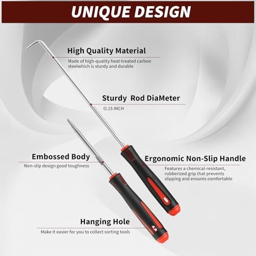 Hook and Pick Set – 10PCS Precision Pick Tools with Non-Slip Grip for red