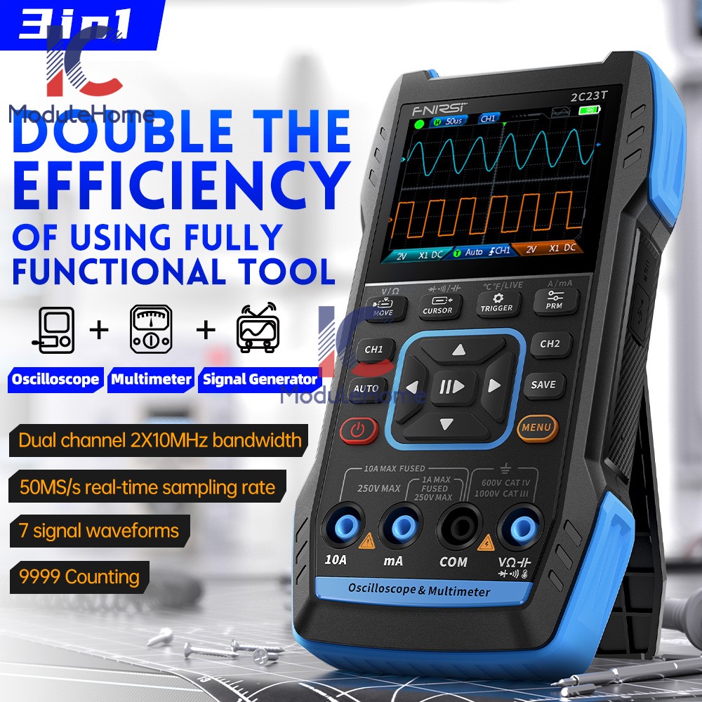 FNIRSI 3-IN-1 Handheld Digital Oscilloscope Multimeter Function Signal Generator