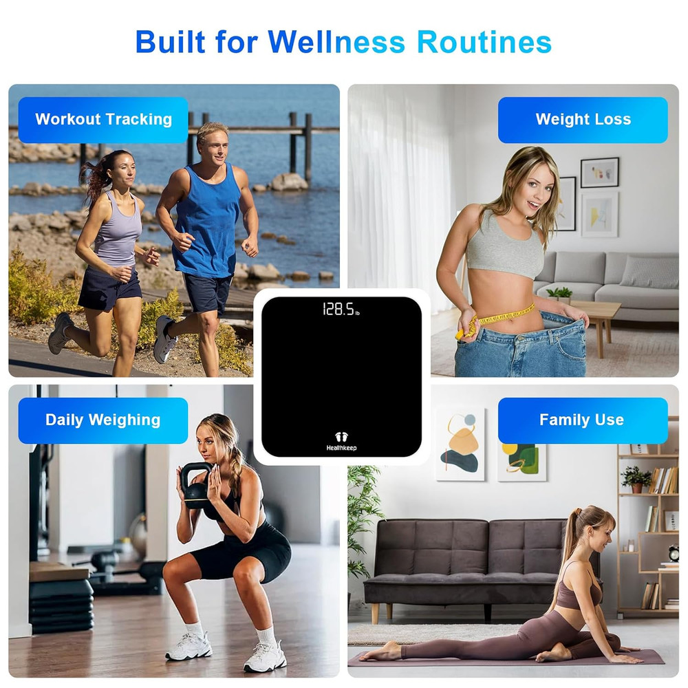High-Precision Digital Bathroom Scale with LED Display, 400Lb Capacity