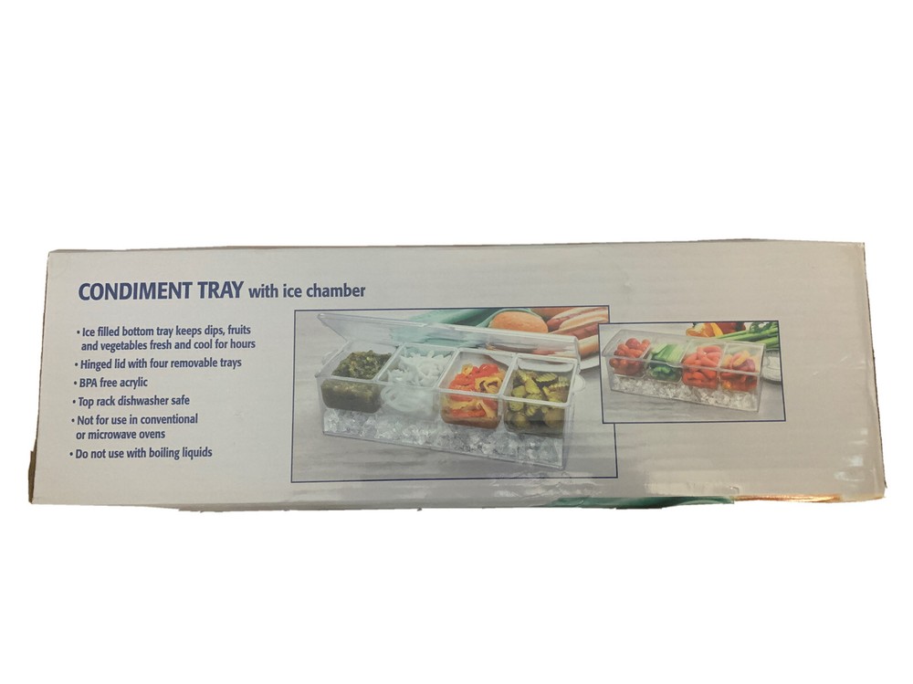 Perlli Chilled Condiment Tray With Ice Chamber 4 Containers