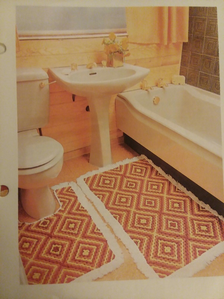 Diamond Pattern Bathmat Set crochet PATTERN INSTRUCTIONS FREE SHIPPING
