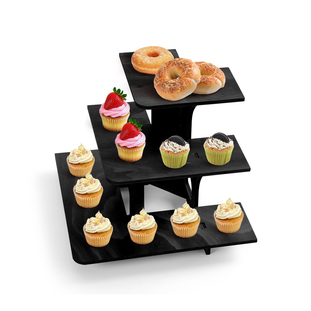 L-Shape 3-Tier Retail Table Display Corner Stand Wood Multi-Purpose Display Rack