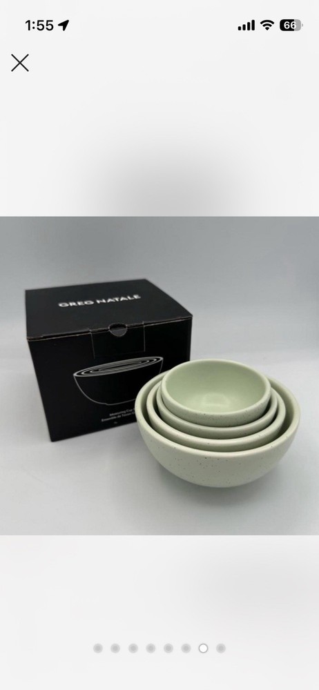 Greg Natale Ceramic Measuring Cup Set Speckled Light Green Nesting 4 Piece
