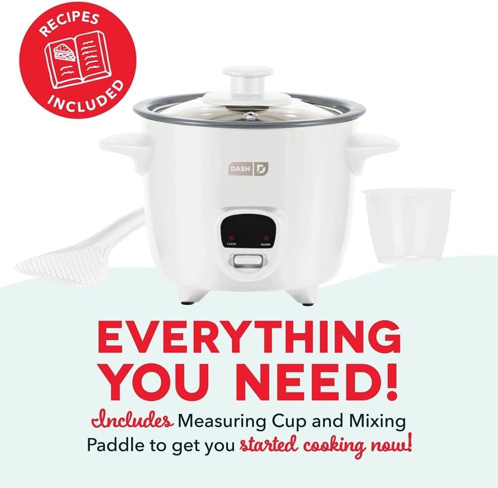 Dash Mini Ceramic Rice Cooker - Designed for Single-Serve Cooking - Compact Rice
