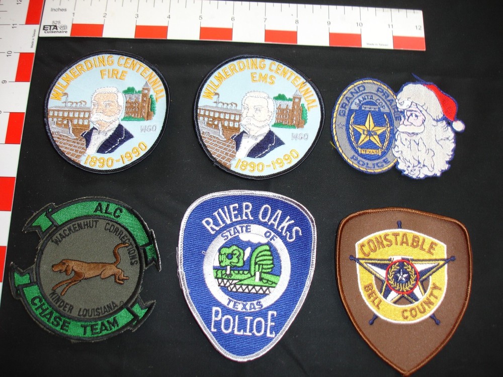 police sheriff security department vintage patch set for display