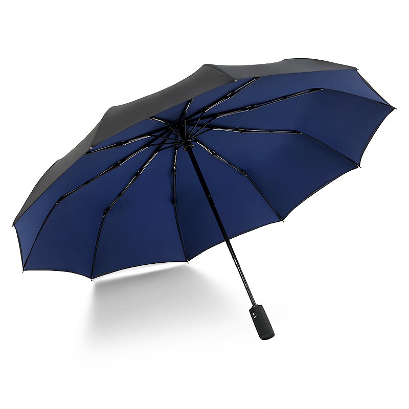 Automatic Windproof Travel Umbrella Double Layer 10 Rib Compact Rain Sun UPF40+