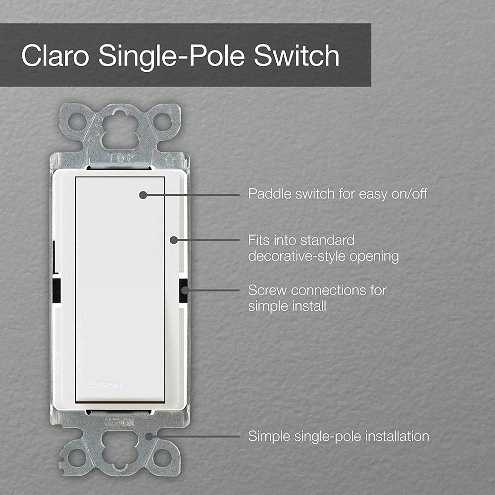 Claro 15 Amp Single-Pole Paddle Switch, CA-1PS-LA, Light Almond